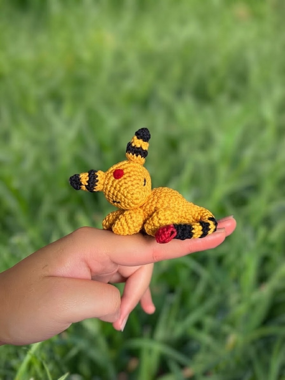 Handmade Crochet - Ampharos Pokemon Keychain